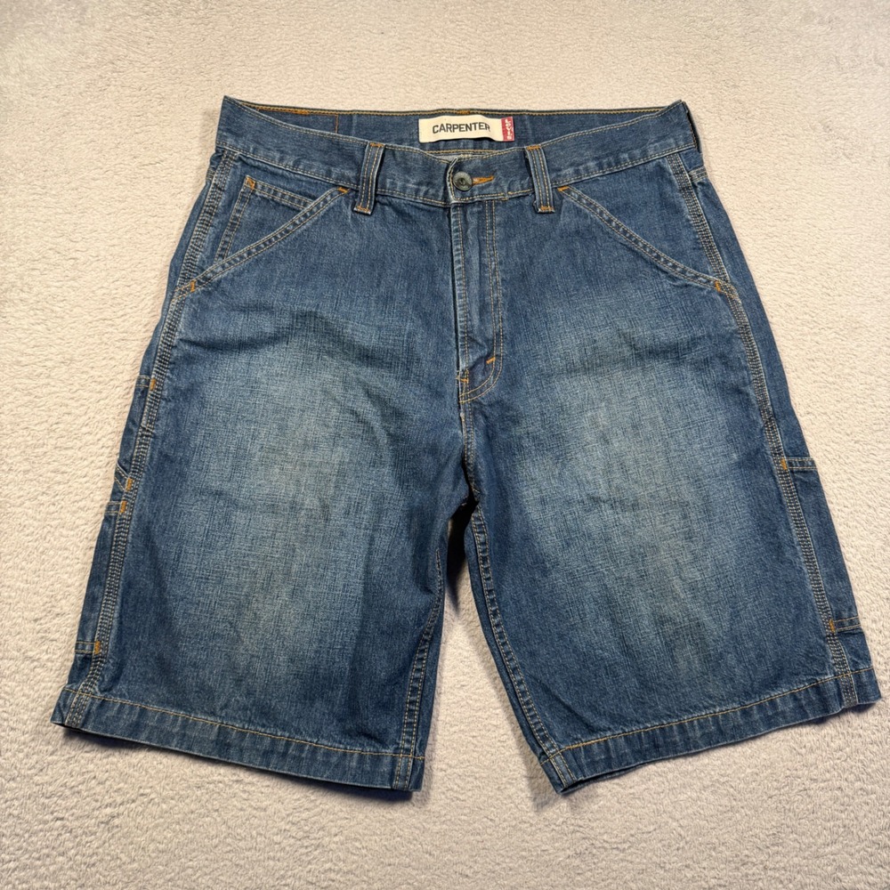 Levi's Carpenter Shorts Mens 32 Blue Denim Vintage Y2K Workwear Utility Baggy